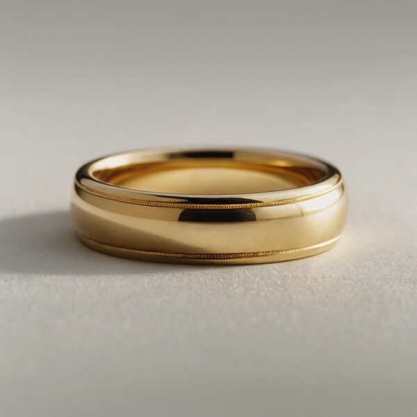Aliança Listrada em Ouro 18k, 5mm